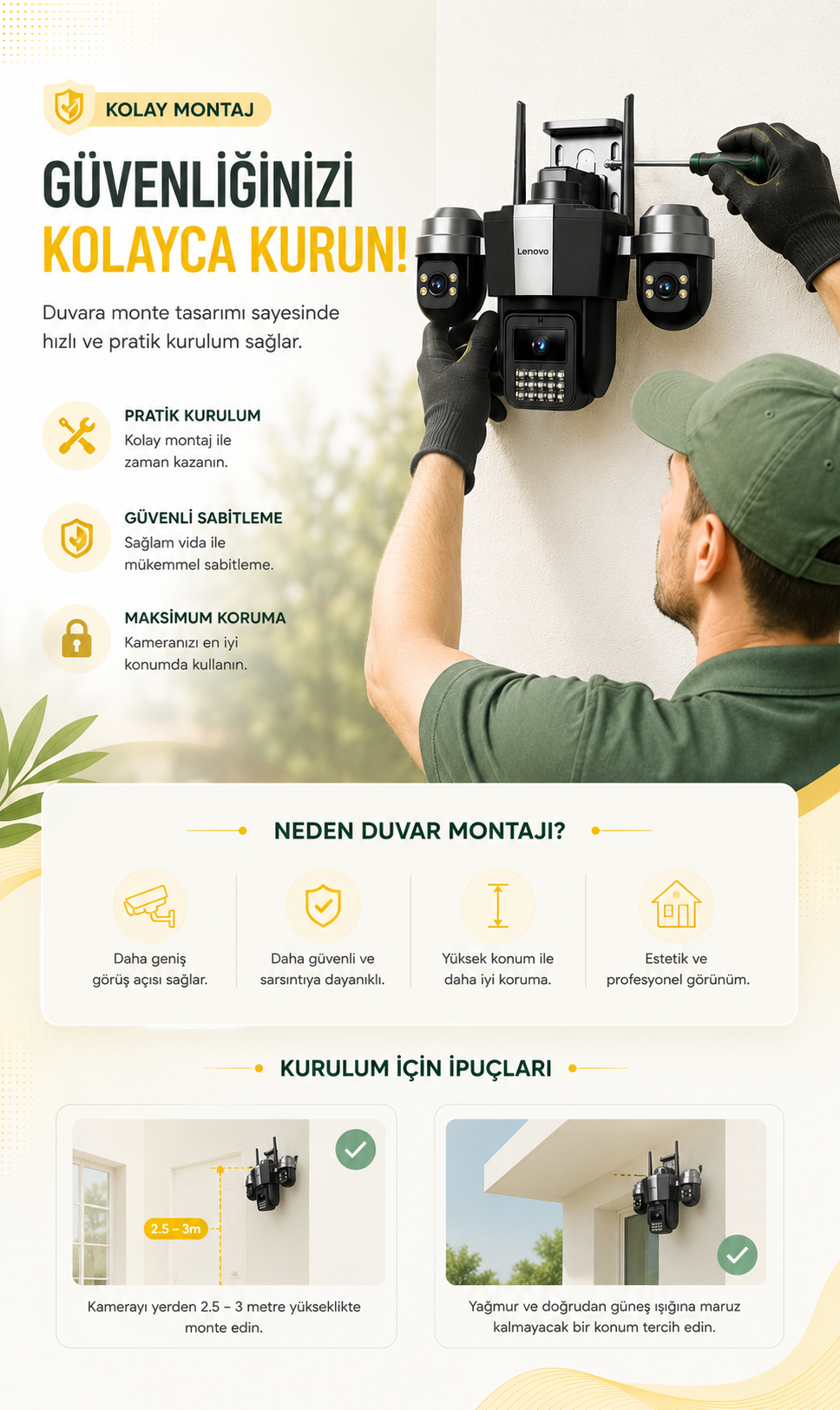Kamera montajı ve konumlandırma